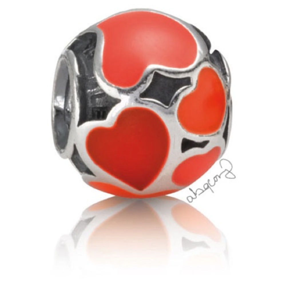 Pandora 790436ER Sterling Silver Red Hot Love Enamel Charm EUC